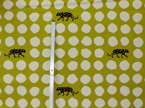 Kokka Echino Cotton Sailcloth Heavyweight Canvas Panther grüngelb/natur (10 cm)